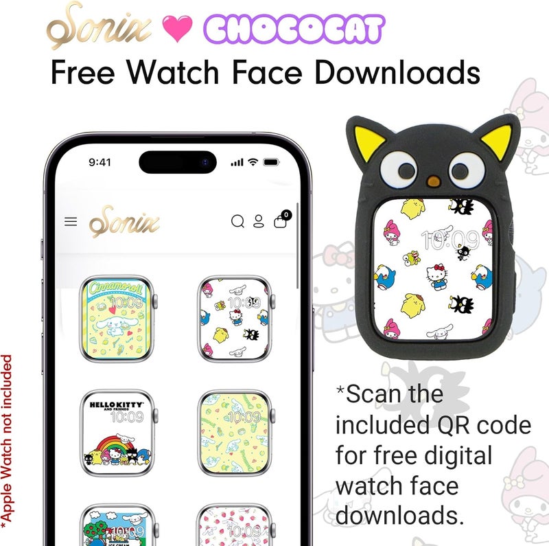 Sonix x Sanrio Apple Watch Cover | Bumper Case for Apple Watch | Protective Silicone Cover | Fits 38mm/40mm/41mm | Chococat - Black - Image 4